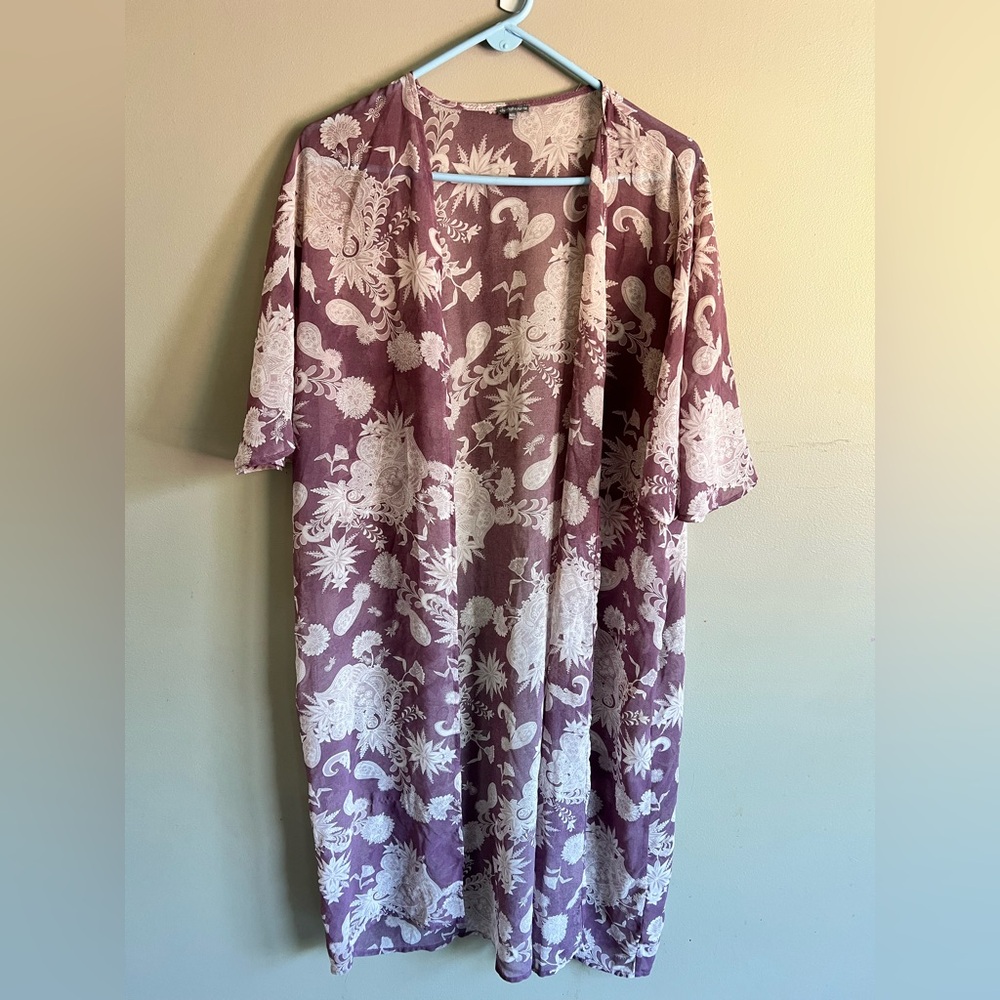 Charlotte Russe Purple and White Floral Cardigan